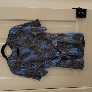 Nine West floral blue and black top